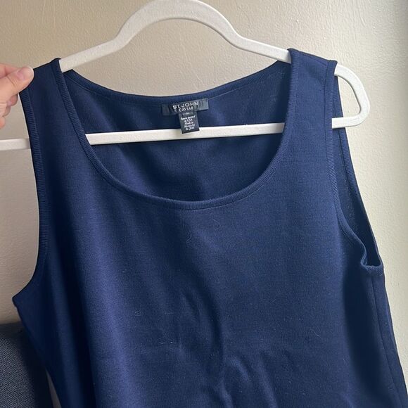 St.John Caviar Knit Tank Top XL Navy Wool&Rayon Mix - Picture 5 of 10